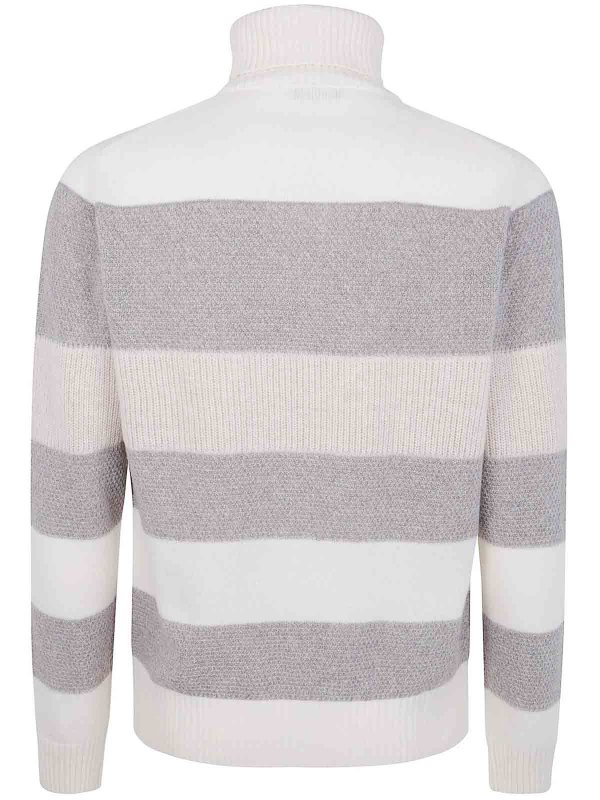 BARBA: crew necks online - Turtle Neck Orizontal Stripes Sweater