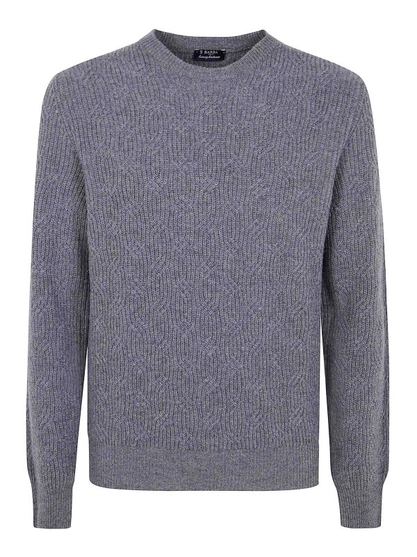 BARBA: Strickpullover mit Rundhalsausschnitt - Rundhalspullover - Grau