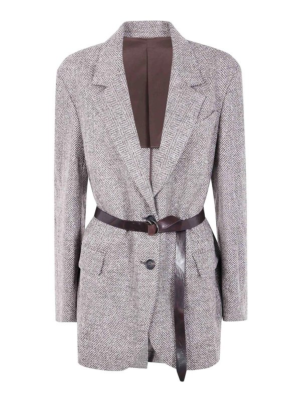 BRUNELLO CUCINELLI: blazers - Belted Single Breasted Jacket