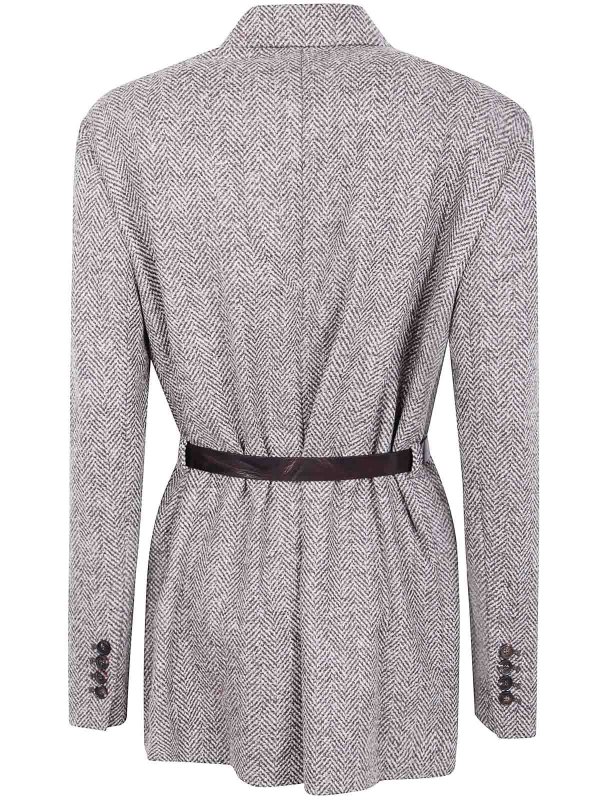 BRUNELLO CUCINELLI: blazers online - Belted Single Breasted Jacket