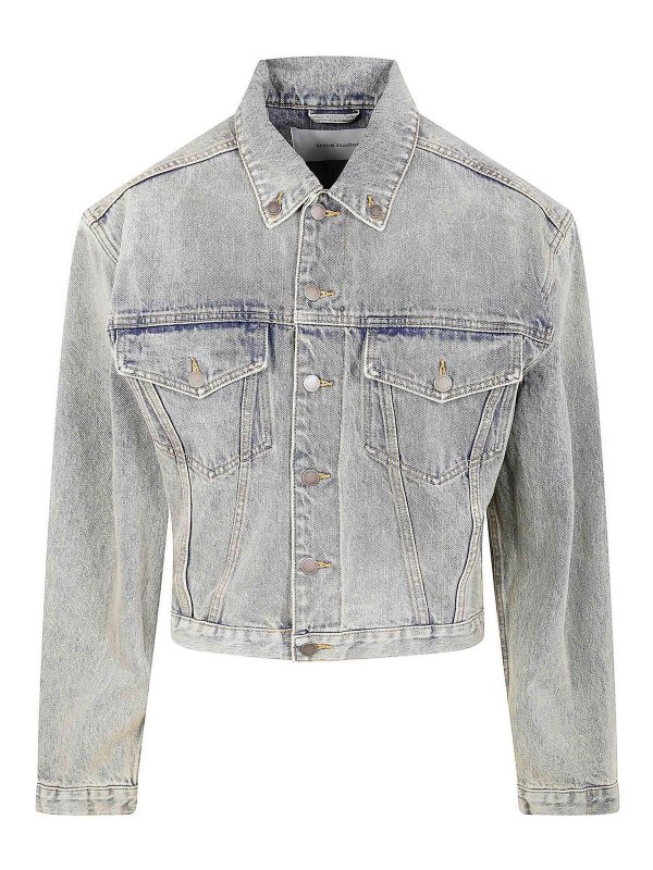 ENTIRE STUDIOS: denim jacket - Shrunken Denim Jacket
