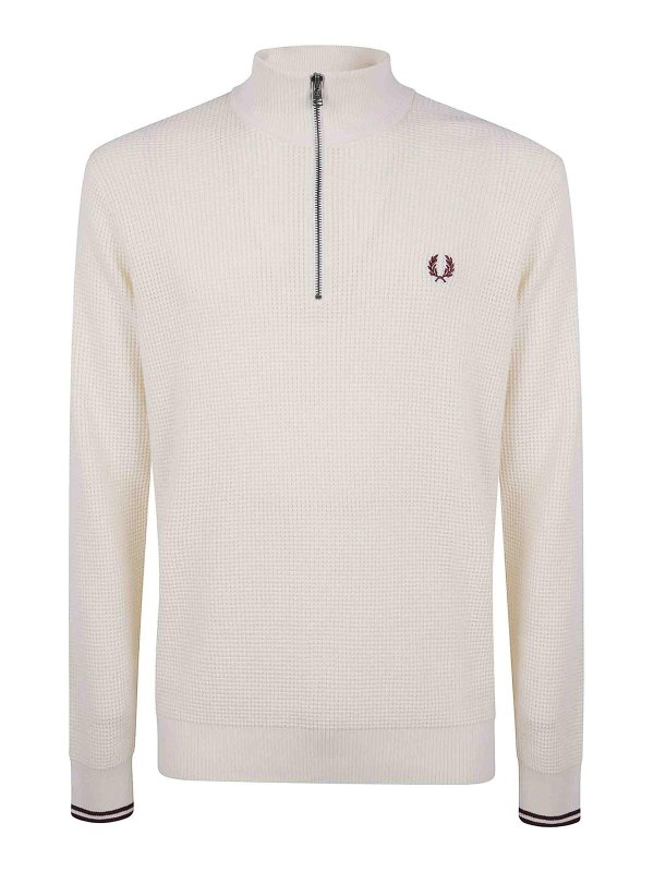 FRED PERRY: Strickpullover mit Rundhalsausschnitt - Rundhalspullover - Nude
