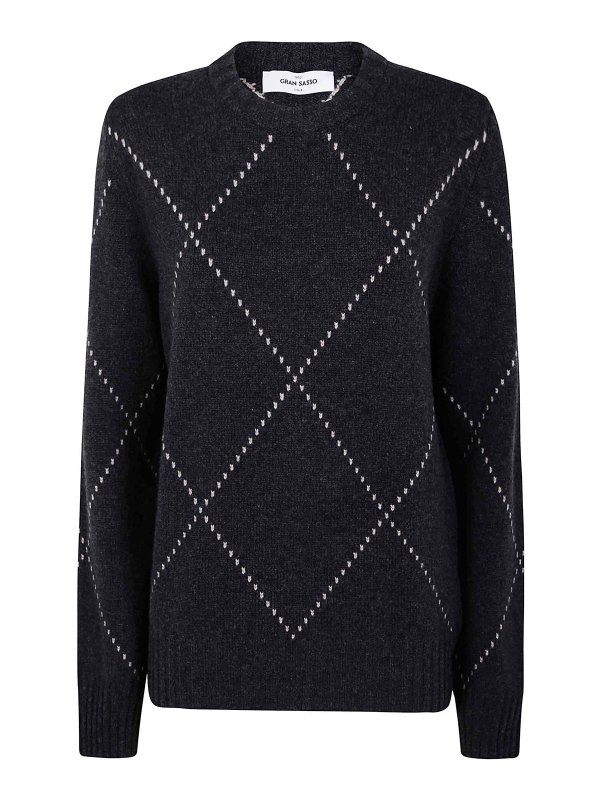 GRAN SASSO: Strickpullover mit Rundhalsausschnitt - Rundhalspullover - Grau
