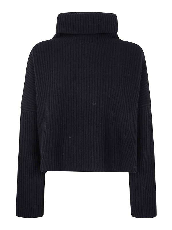 NUUR: Strickpullover mit Rundhalsausschnitt - Rundhalspullover - Schwarz
