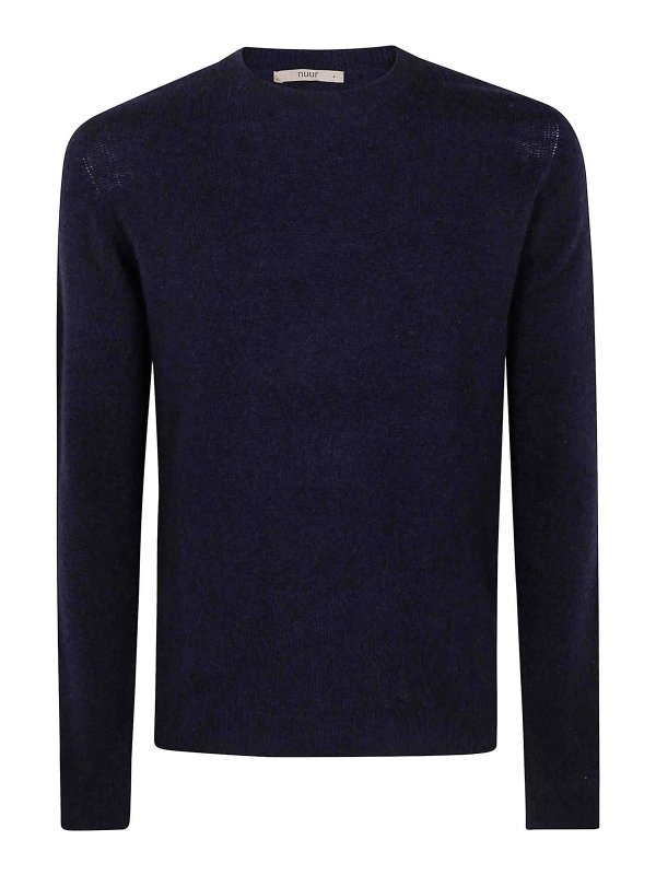 NUUR: Strickpullover mit Rundhalsausschnitt - Rundhalspullover - Blau