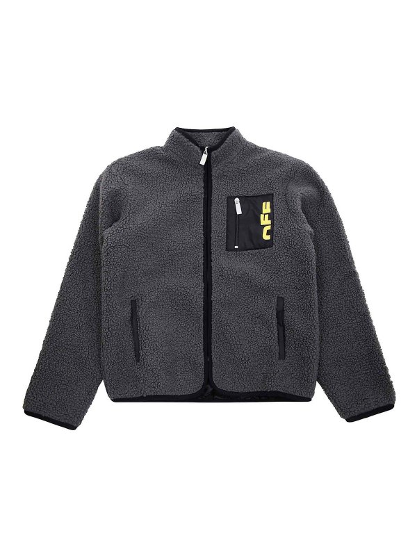 OFF-WHITE: casual jackets - Type Logo Teddy Jacket