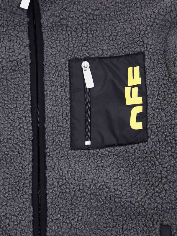 OFF-WHITE: casual jackets online - Type Logo Teddy Jacket