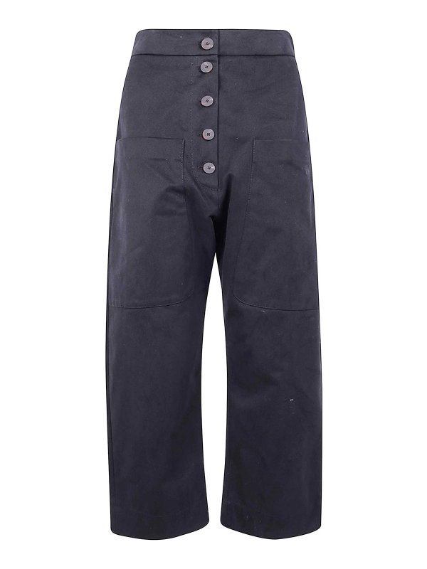 STUDIO NICHOLSON: casual trousers - Rounded Drop Crotch Trousers