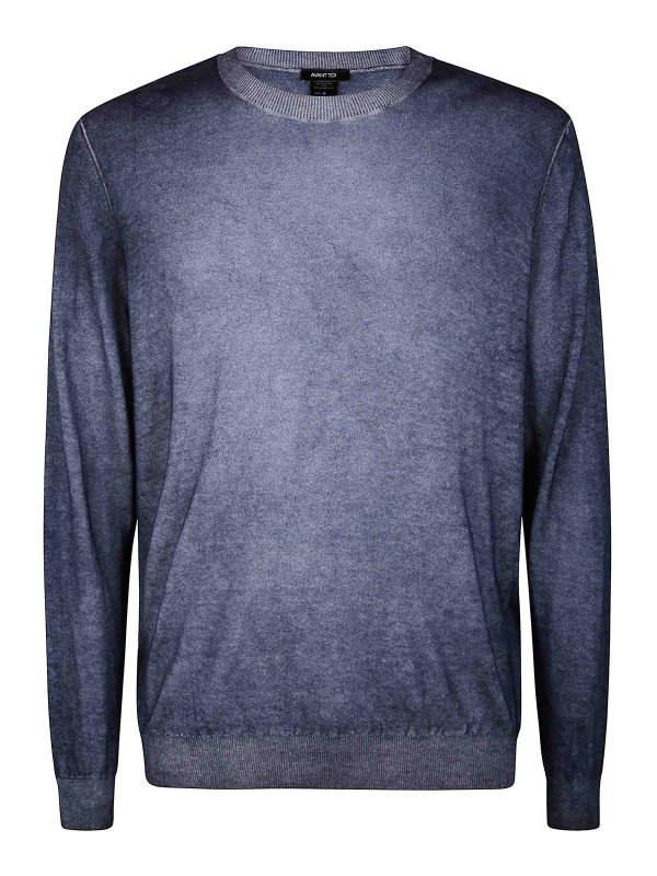 AVANT-TOI: Strickpullover mit Rundhalsausschnitt - Rundhalspullover - Blau