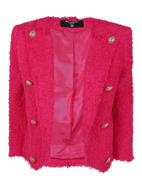 Balmain: casual jackets - 8 Button Tweed Spencer Jacket