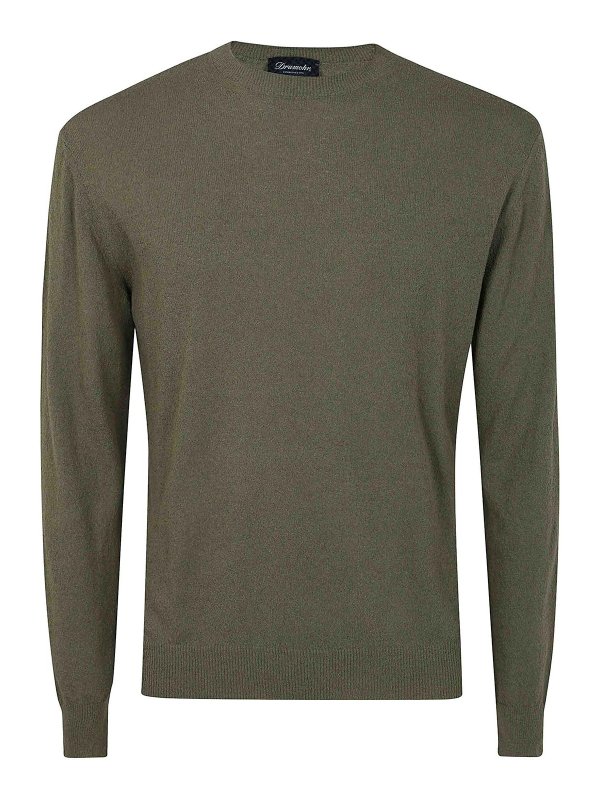 DRUMOHR: Strickpullover mit Rundhalsausschnitt - Rundhalspullover - Grün