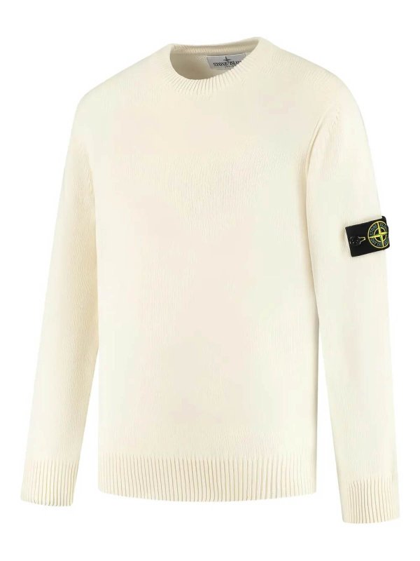 Stone Island Junior: Strickpullover mit Rundhalsausschnitt online - Rundhalspullover - Weiß