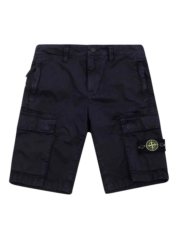 Stone Island Junior: トラウザーショーツ - ショートパンツ - ブルー