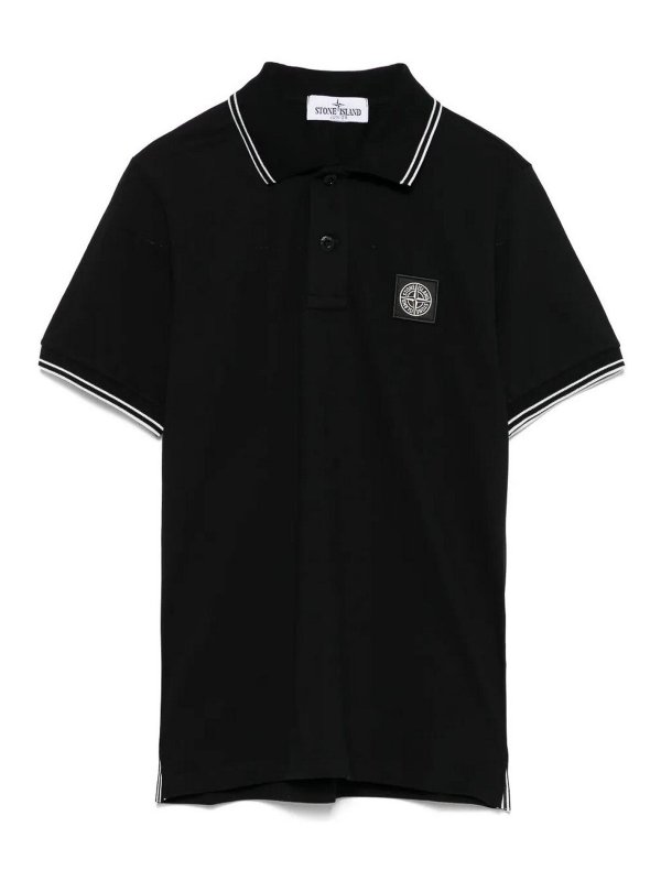Stone Island Junior: ポロシャツ - ポロシャツ - 黒