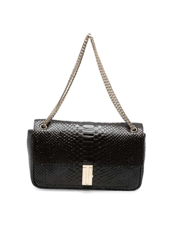 TOM FORD: shoulder bags - Semi Shiny Printed Python Chain Shoulder Bag