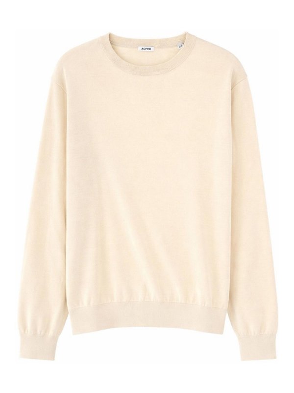ASPESI: Strickpullover mit Rundhalsausschnitt - Rundhalspullover - Weiß