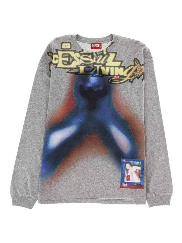 DIESEL: Sudaderas y suéteres - Sudadera - Gris