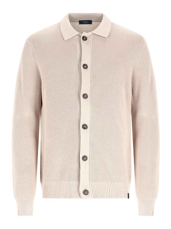 FAY: Strickpullover mit Rundhalsausschnitt - Rundhalspullover - Beige