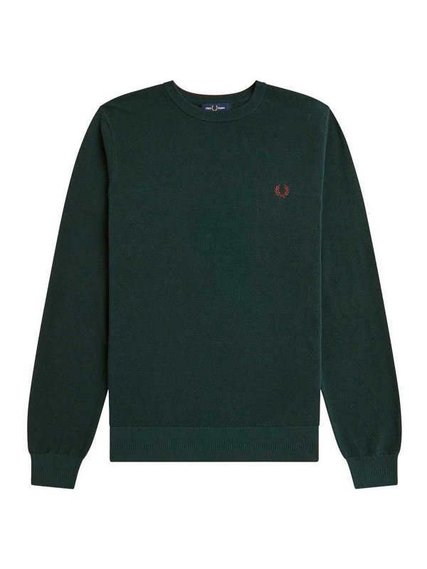 FRED PERRY: Pull col rond - Pull Col Rond - Vert
