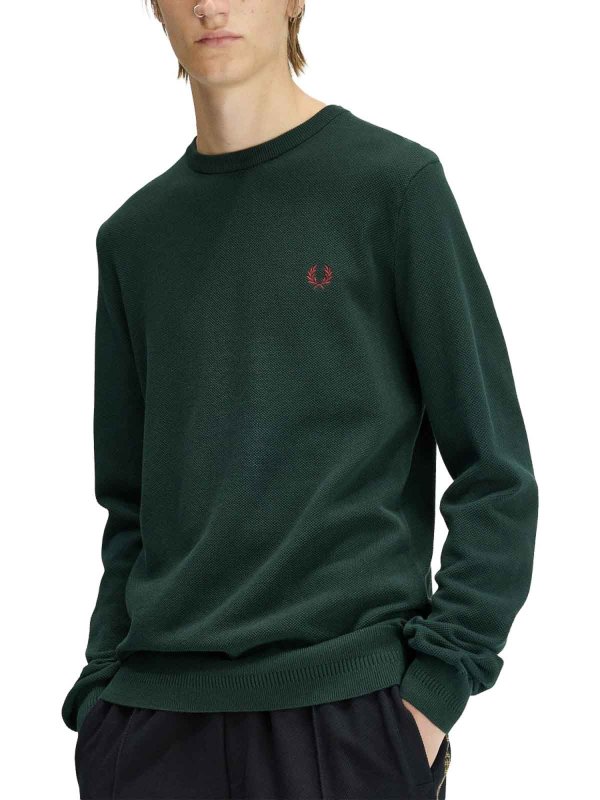 FRED PERRY: Pull col rond online - Pull Col Rond - Vert