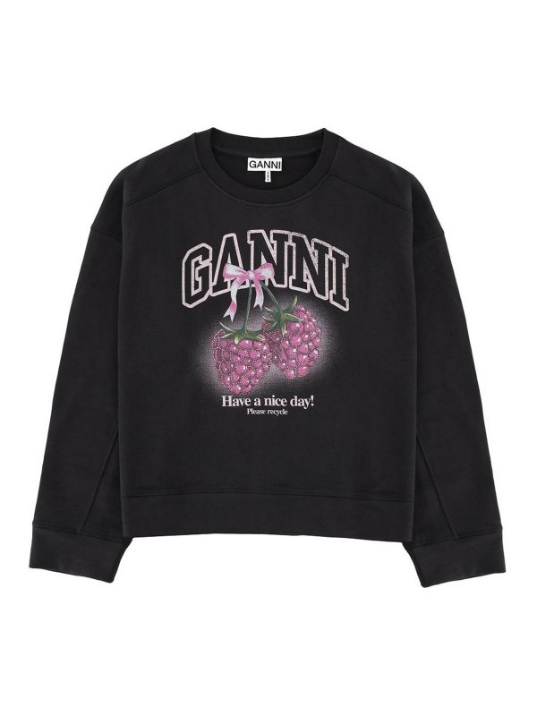 GANNI: Strickpullover mit Rundhalsausschnitt - Rundhalspullover - Grau