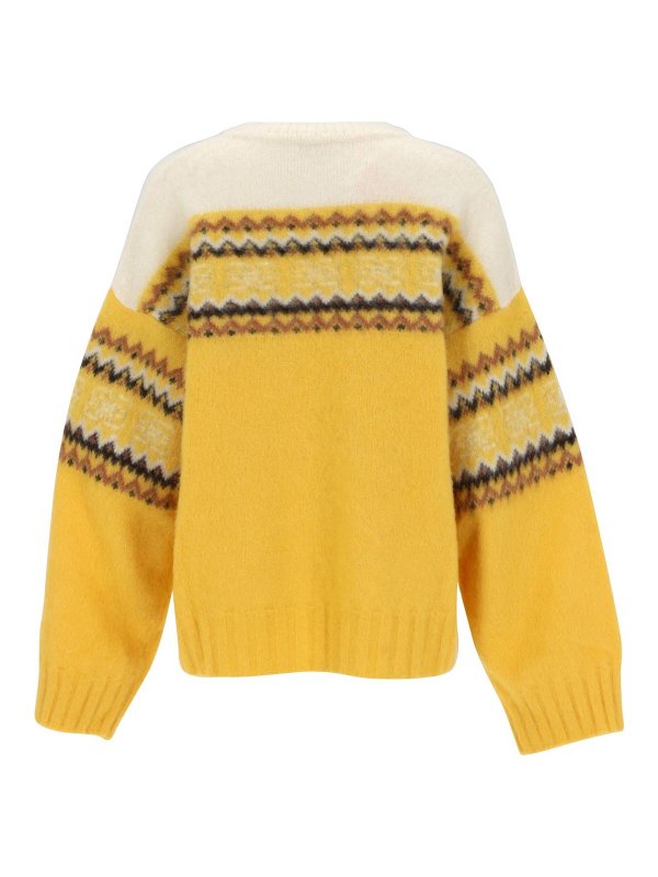 GANNI: Strickpullover mit Rundhalsausschnitt online - Rundhalspullover - Gelb