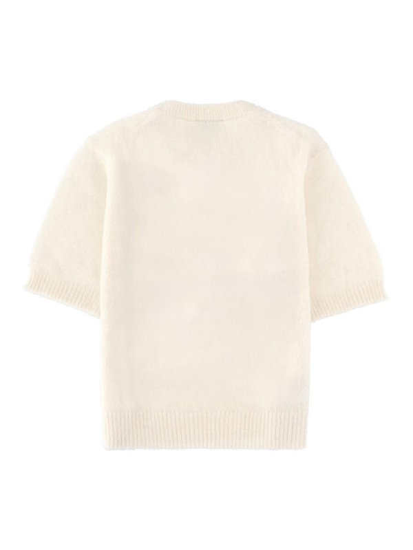 GANNI: Strickpullover mit Rundhalsausschnitt online - Rundhalspullover - Weiß