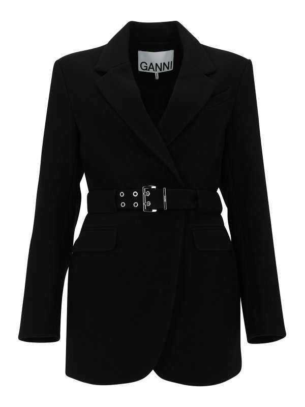 GANNI: Blazer - Blazer - Schwarz