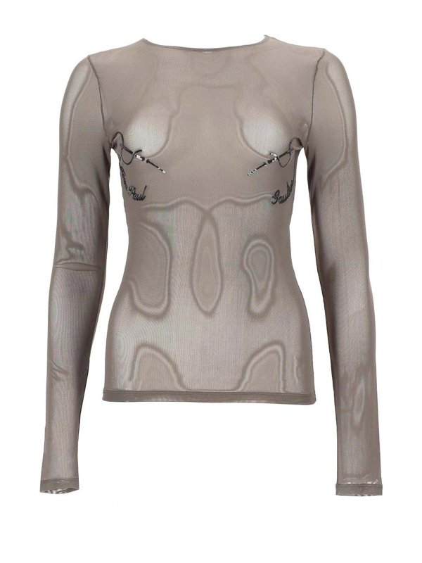 JEAN PAUL GAULTIER: Tops und Tank Tops - Top - Hellgrau