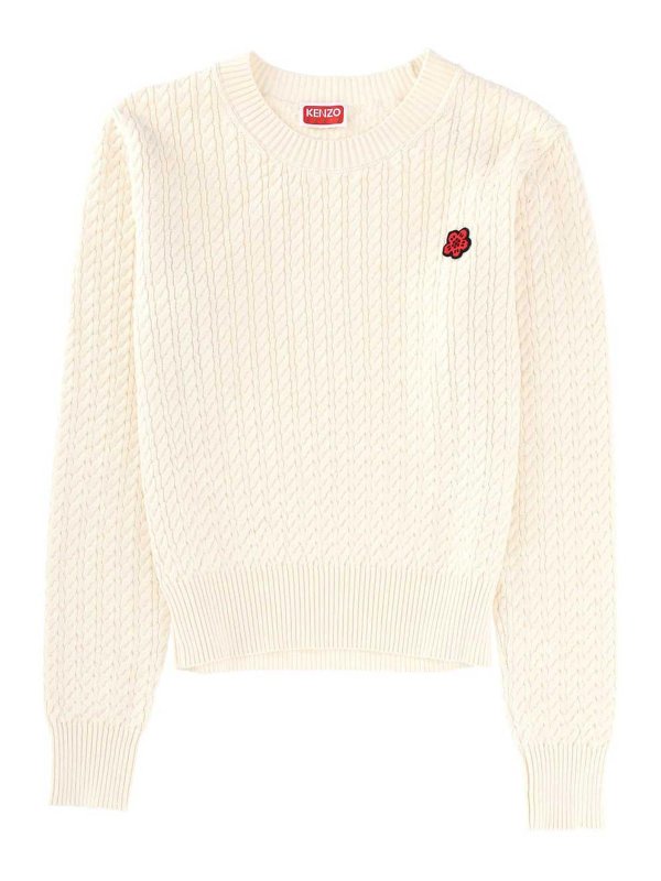 KENZO: Strickpullover mit Rundhalsausschnitt - Rundhalspullover - Hellrosa