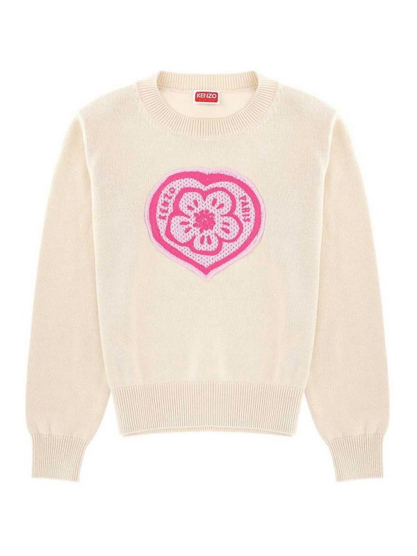 KENZO: Strickpullover mit Rundhalsausschnitt - Rundhalspullover - Hellrosa
