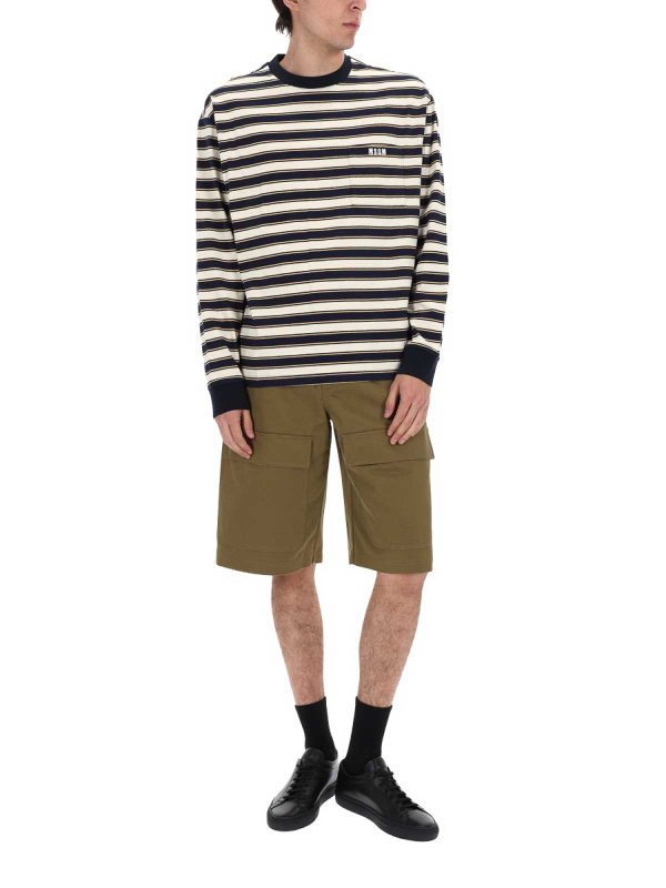 m.s.g.m.: pantaloni shorts online - Shorts In Cotone Con Patch Logo