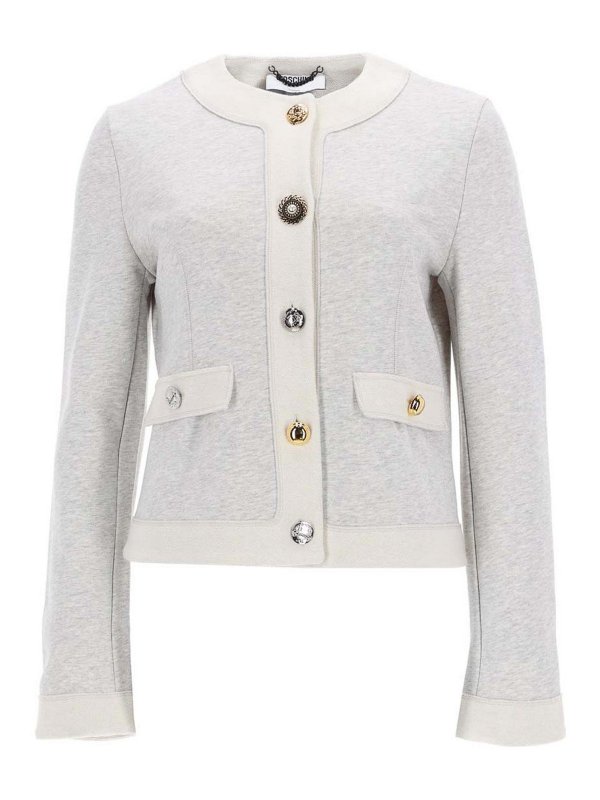 MOSCHINO: Strickpullover mit Rundhalsausschnitt - Rundhalspullover - Grau