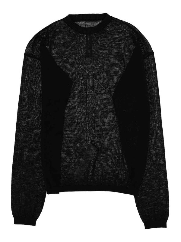 RICK OWENS: Strickpullover mit Rundhalsausschnitt - Rundhalspullover - Schwarz