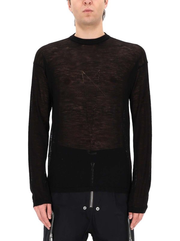The Best Shops RICK OWENS: Strickpullover mit Rundhalsausschnitt - Rundhalspullover - Schwarz