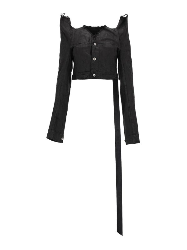 RICK OWENS: denim jacket - Tec Trucker Denim Jacket