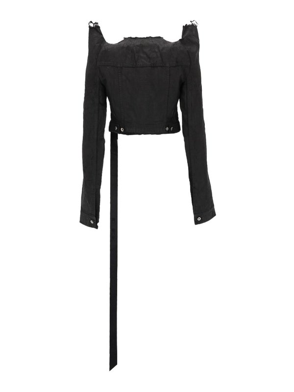 The Best Shops RICK OWENS: denim jacket - Tec Trucker Denim Jacket