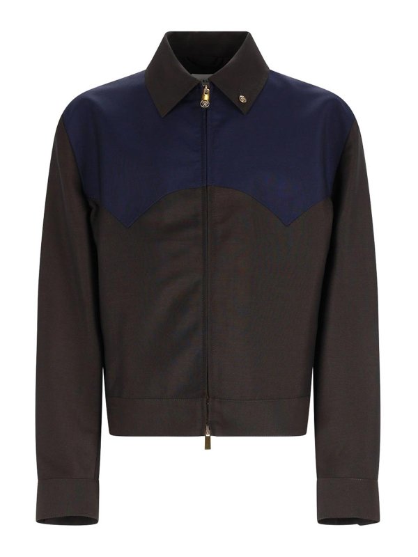 VERSACE: casual jackets - Wool and Mohair Jacket With Zip