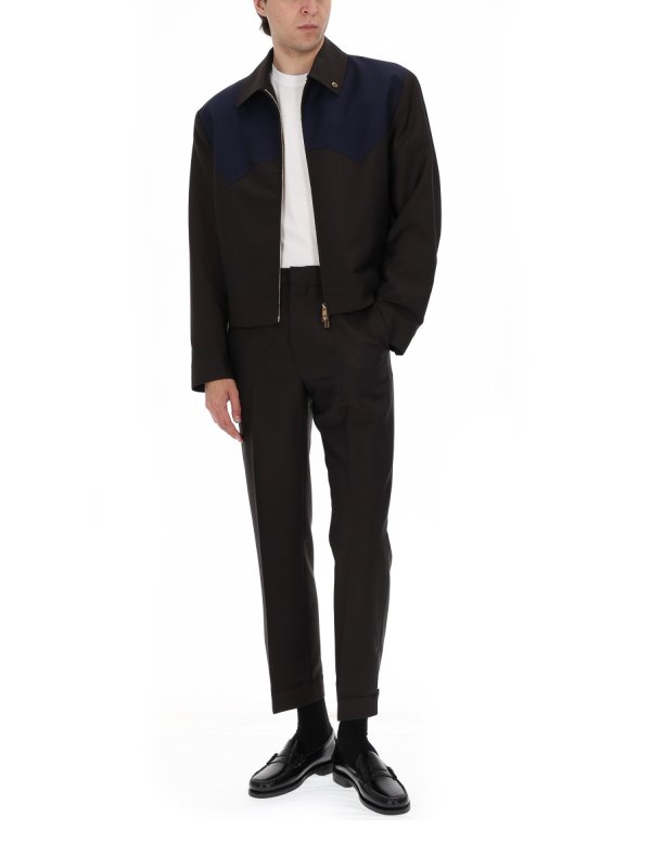 VERSACE: casual jackets online - Wool and Mohair Jacket With Zip