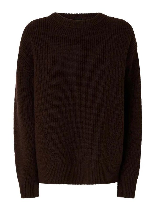 Pinko: Strickpullover mit Rundhalsausschnitt - Rundhalspullover - Braun