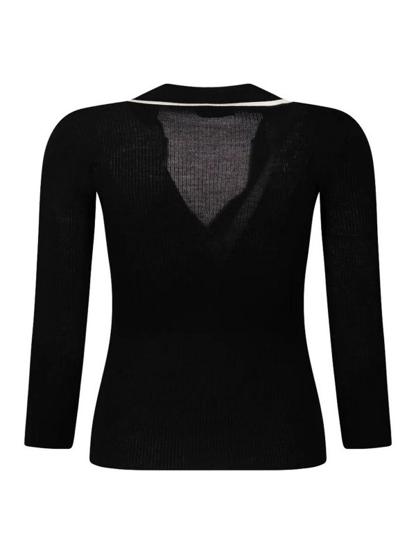 ELISABETTA FRANCHI: Strickpullover mit V-Ausschnitt online - V-Pullover - Schwarz