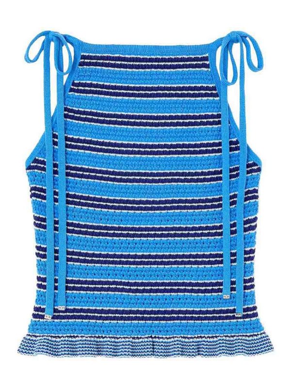 GANNI: Tops y camisetas sin mangas - Top - Azul