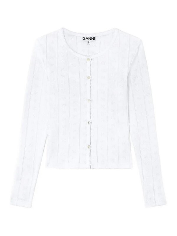 GANNI: Tops y camisetas sin mangas - Top - Blanco