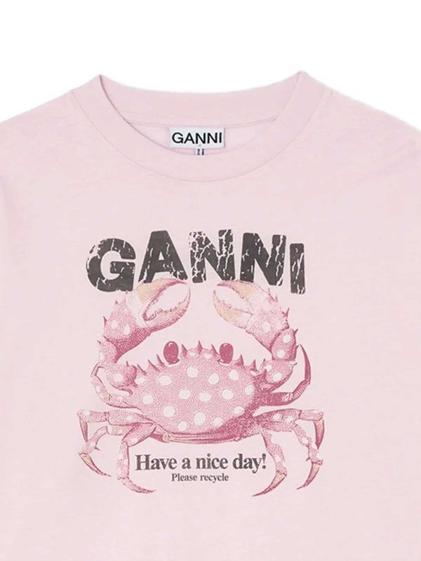 GANNI: t-shirt online - Jersey basic di cotone a maniche lunghe