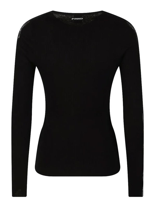 Pinko: Strickpullover mit Rundhalsausschnitt online - Rundhalspullover - Schwarz
