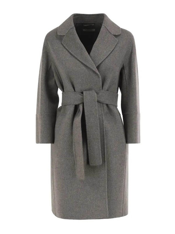 S MAX MARA: トレンチコート - トレンチコート - グレー