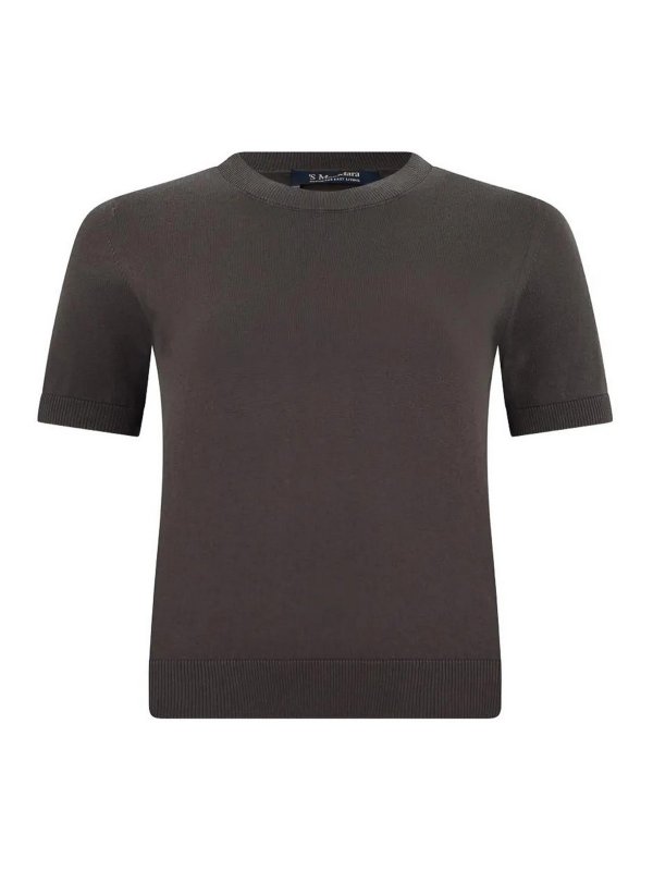 S MAX MARA: Strickpullover mit Rundhalsausschnitt - Rundhalspullover - Grau