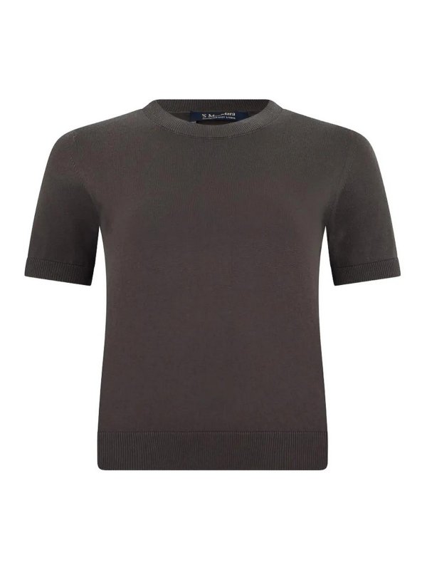 S MAX MARA: Strickpullover mit Rundhalsausschnitt online - Rundhalspullover - Grau