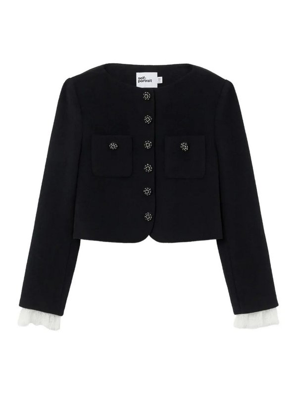 Self Portrait: casual jackets - Black Button Down Jkt