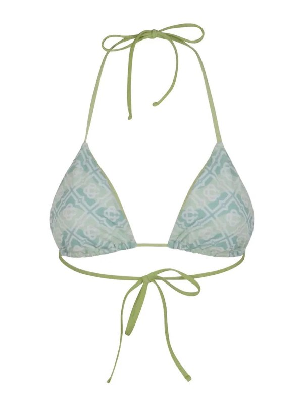 CASABLANCA: one-piece - Wavy Monogram String Triangle Bikini Top